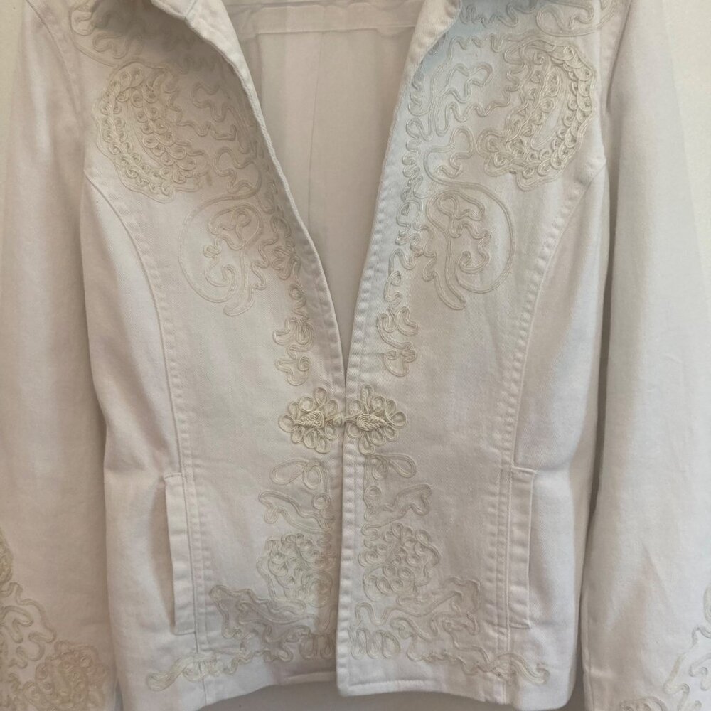 Coldwater Creek Spirit Jacket Womens 8 White Embroidered Coastal Cowgirl Western - Picture 5 of 9
